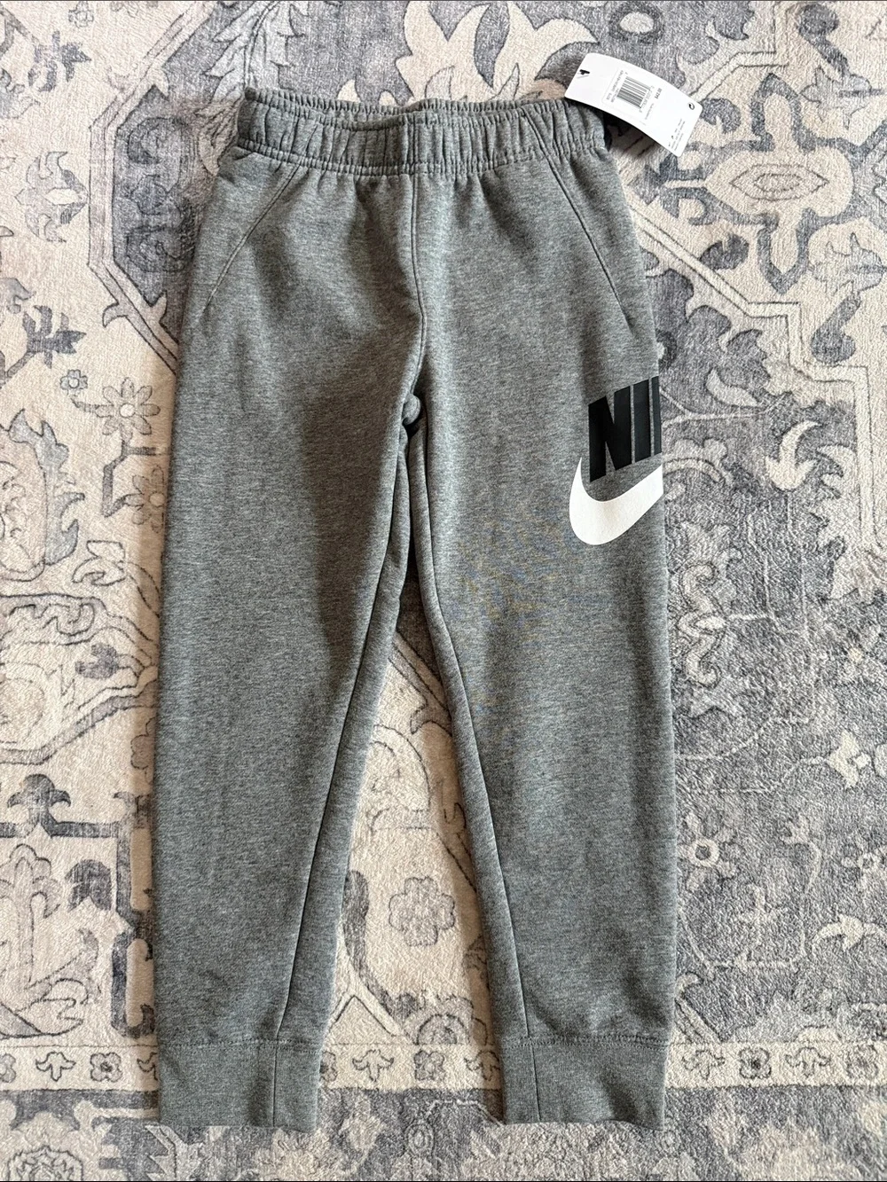 Nike Grey Kids size 7 Logo Joggers with White Swoosh
